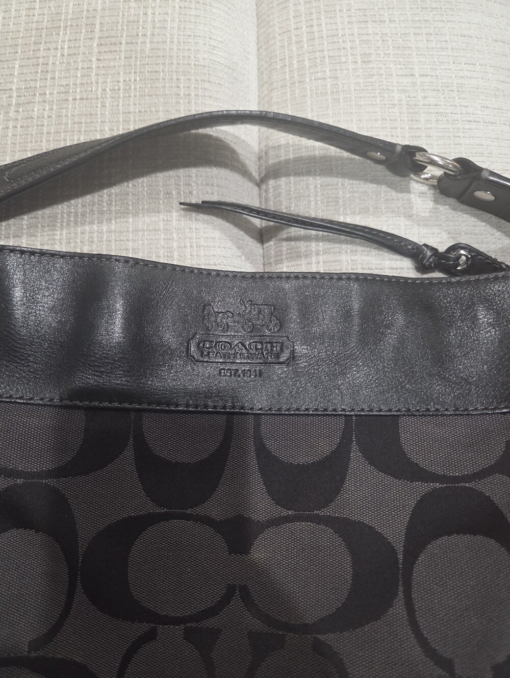 Coach Vintage Black Zoe Hobo Bag with Leather Trim - Picture 2 of 13